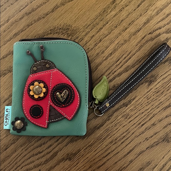 Chala Ladybug Coin Pouch - Teal and Red - Picture 1 of 2